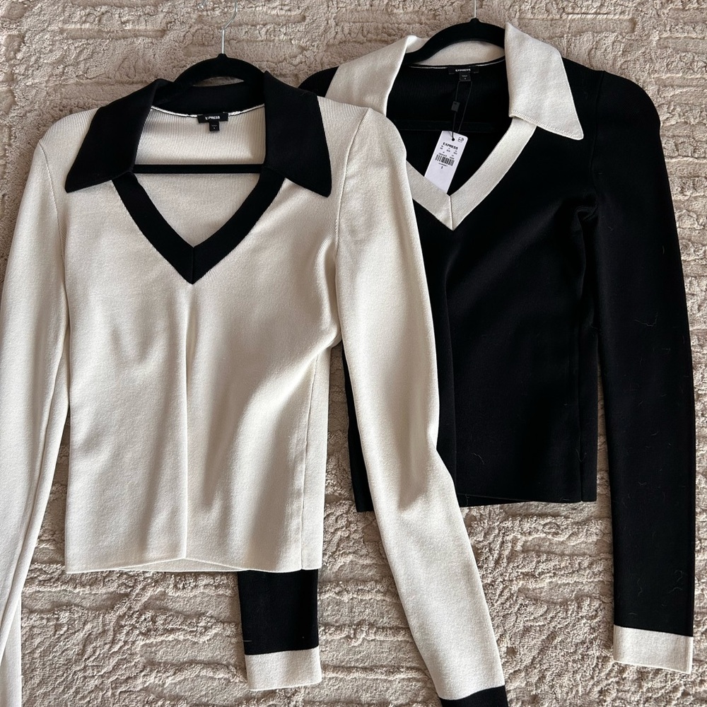 Express Two-Tone Black and Cream Top